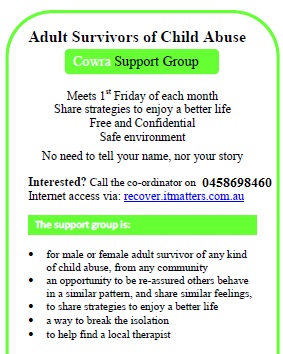 Adult Survivors of Child Abuse - Cowra Support group leaflet